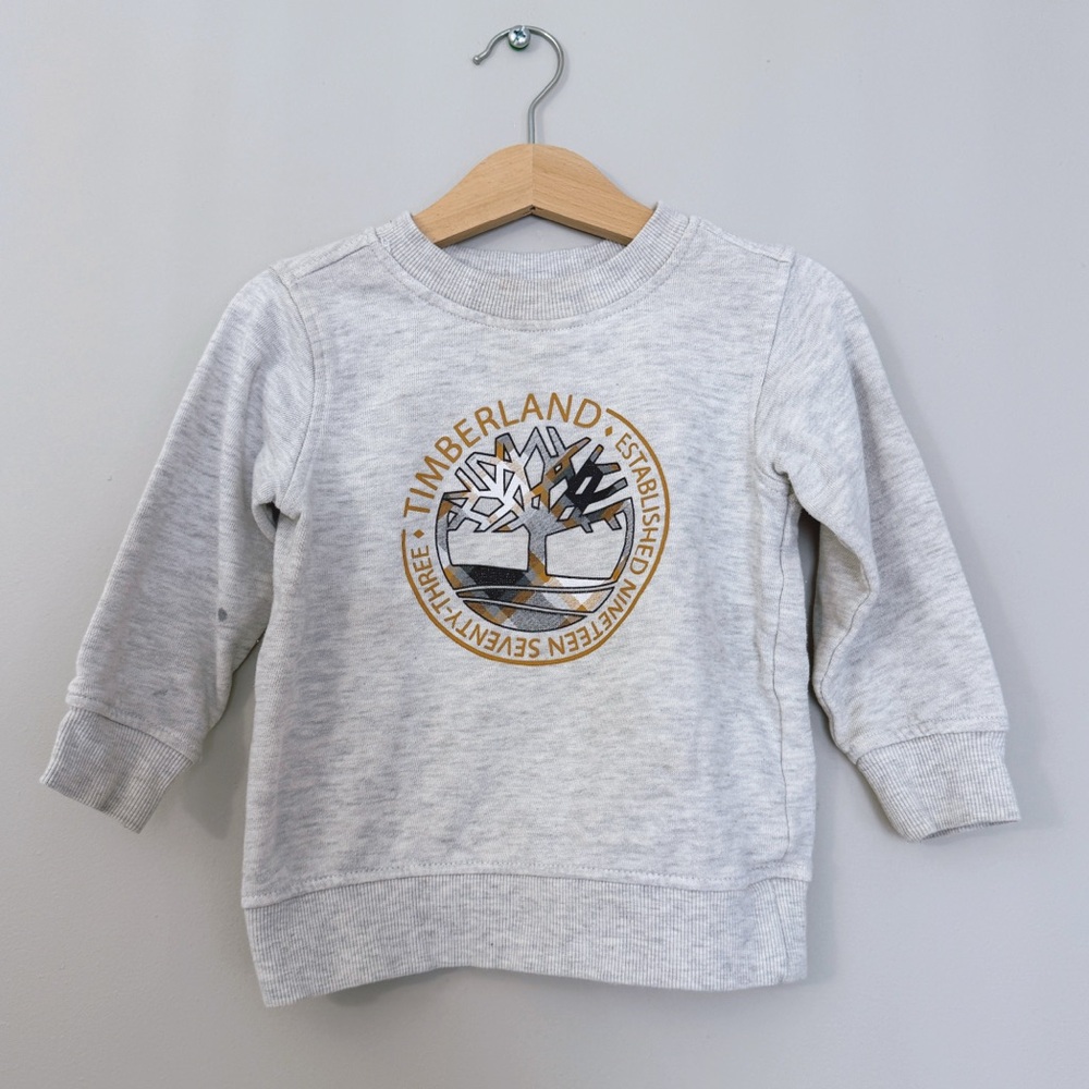 Timberland Light Gray Kids Sweatshirt with Logo 3T